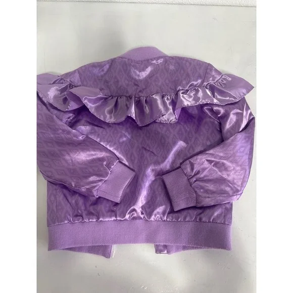 Disney Frozen 2 Elsa Anna Purple Ruffle Bomber Jacket - Size 5/6 - Picture 8 of 9